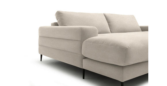 ECKSOFA  in Flachgewebe Beige Rücken echt  177/253 cm  - Beige/Schwarz, Design, Textil/Metall (177/253cm) - Dieter Knoll