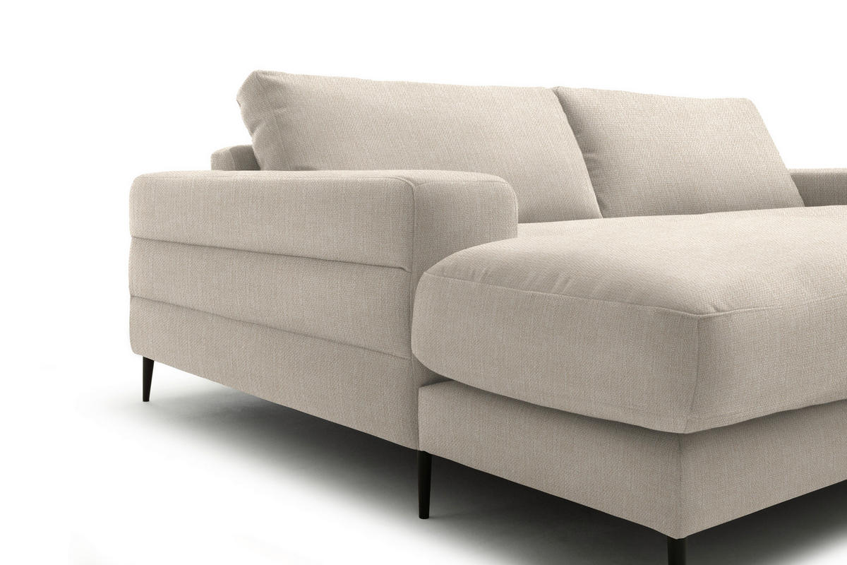 ECKSOFA in Flachgewebe Beige  - Beige/Schwarz, Design, Textil/Metall (177/253cm) - Dieter Knoll