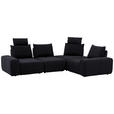 ECKSOFA in Velours Anthrazit  - Anthrazit/Schwarz, Design, Kunststoff/Textil (326/236cm) - Xora