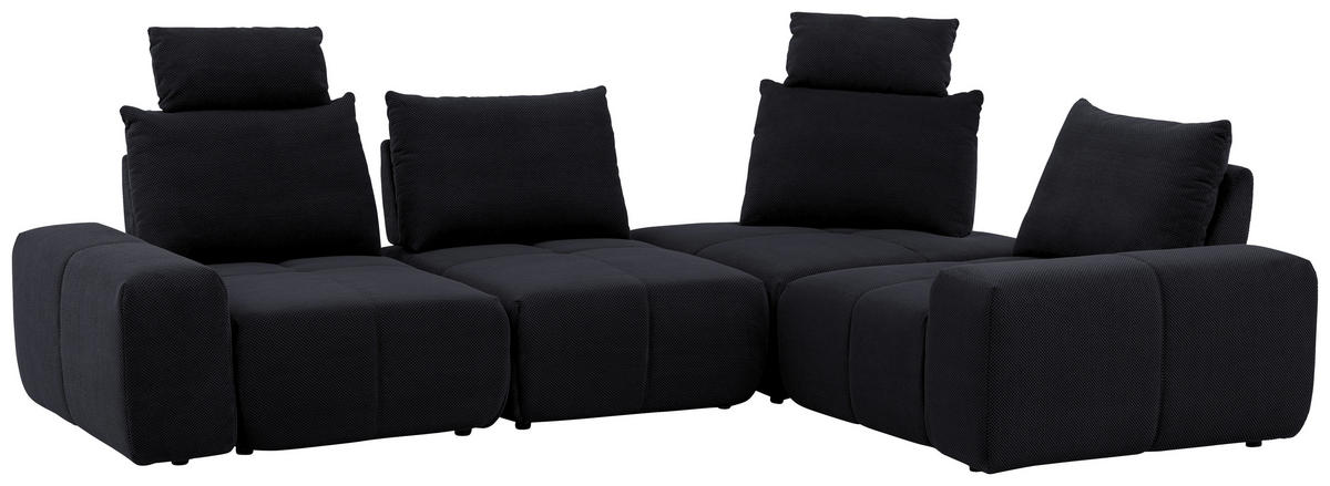 ECKSOFA in Velours Anthrazit  - Anthrazit/Schwarz, Design, Kunststoff/Textil (326/236cm) - Xora