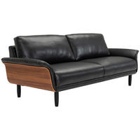 3-SITS SOFFA i äkta läder svart, nötfärg  - nötfärg/svart, Klassisk, metall/läder (214/81/94cm) - Welnova