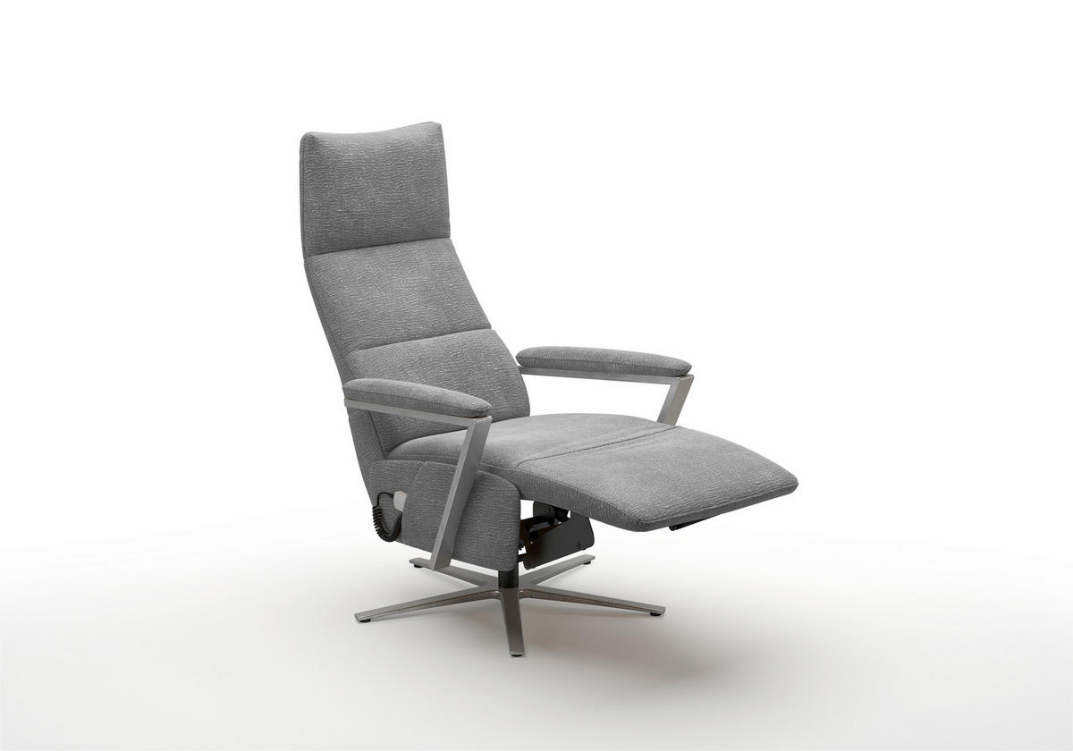 RELAXSESSEL TV VARIO COMFORT E L3 Chenille Kopfteilverstellung, Rücken echt    - Silberfarben/Grau, Basics, Textil/Metall (70/128/85cm) - Sit & More