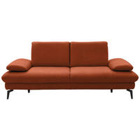 2,5-SITZER in Echtleder Cognac  - Cognac/Schwarz, Design, Leder/Metall (212/86/94cm) - Dieter Knoll