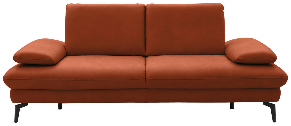2,5-SITZER in Echtleder Cognac  - Cognac/Schwarz, Design, Leder/Metall (212/86/94cm) - Dieter Knoll