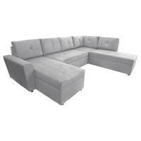 WOHNLANDSCHAFT in Cord Hellgrau  - Hellgrau/Schwarz, Design, Kunststoff/Textil (155/297/212cm) - MID.YOU