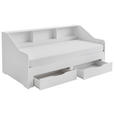 AUSZIEHBETT 90-180/200 cm  in Weiß  - Buchefarben/Weiß, KONVENTIONELL, Holzwerkstoff (90-180/200cm) - Carryhome