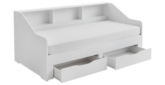 AUSZIEHBETT 90-180/200 cm  in Weiß  - Buchefarben/Weiß, KONVENTIONELL, Holzwerkstoff (90-180/200cm) - Carryhome