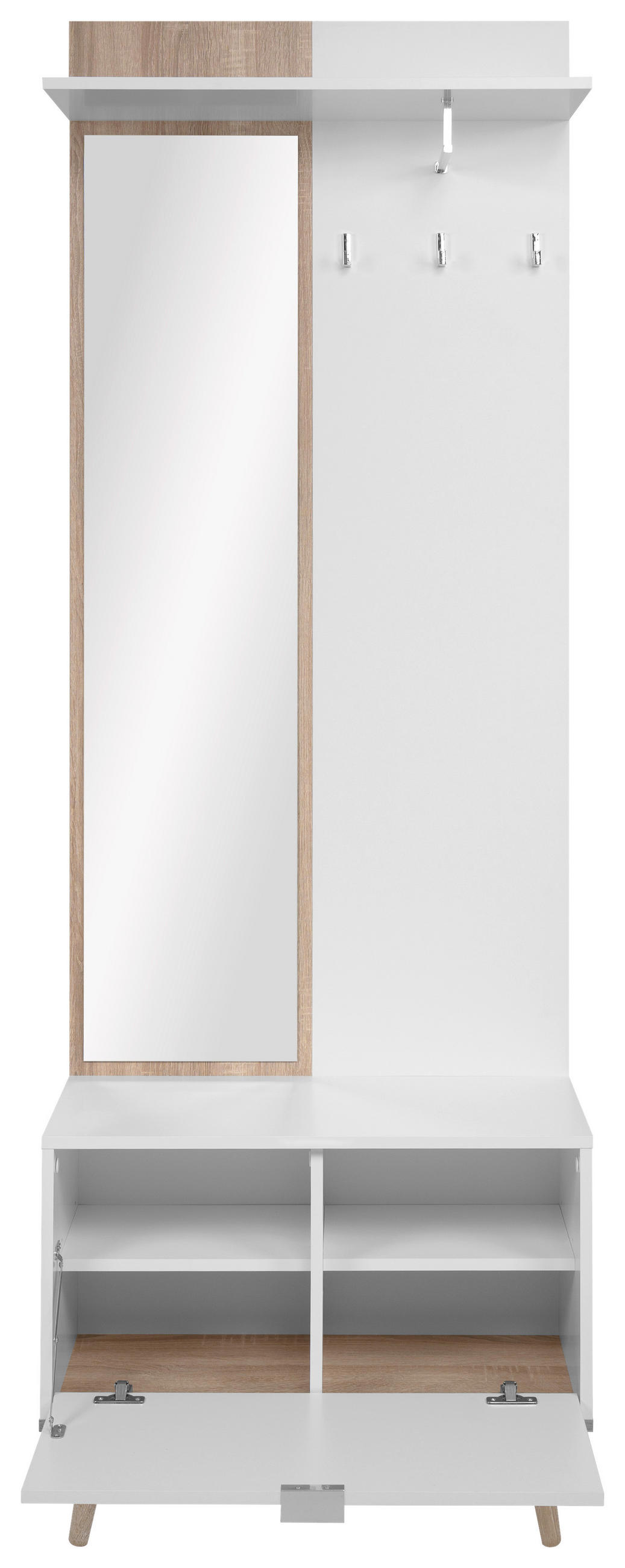 GARDEROBE 3-teilig  in 68/195/32 cm  - Weiss/Sonoma Eiche, Design, Glas/Holzwerkstoff (68/195/32cm) - MID.YOU