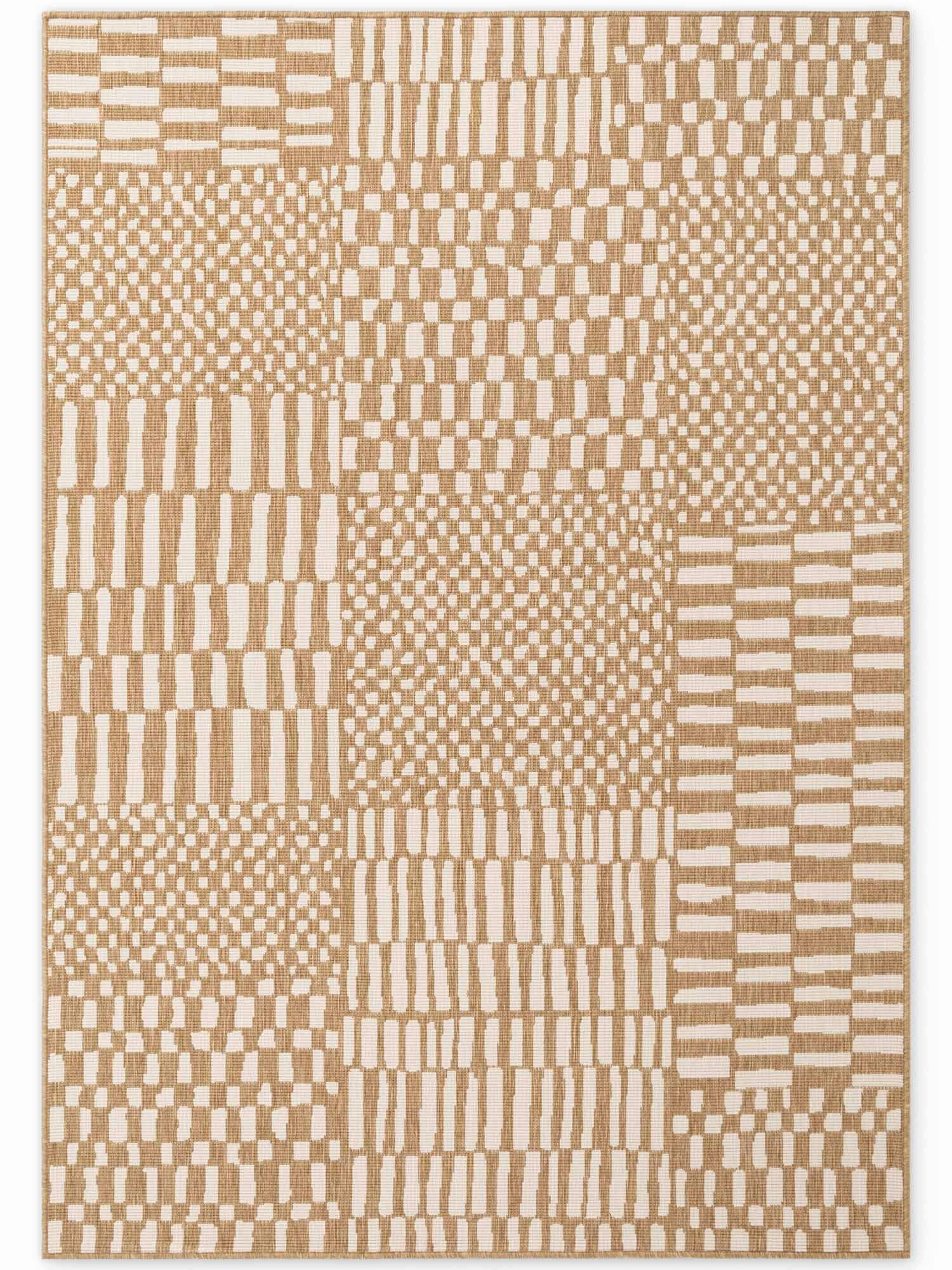 FLACHWEBETEPPICH 200/300 cm Haringey Weiß, Sandfarben rechteckig  - Sandfarben/Weiß, Design, Kunststoff (200/300cm)
