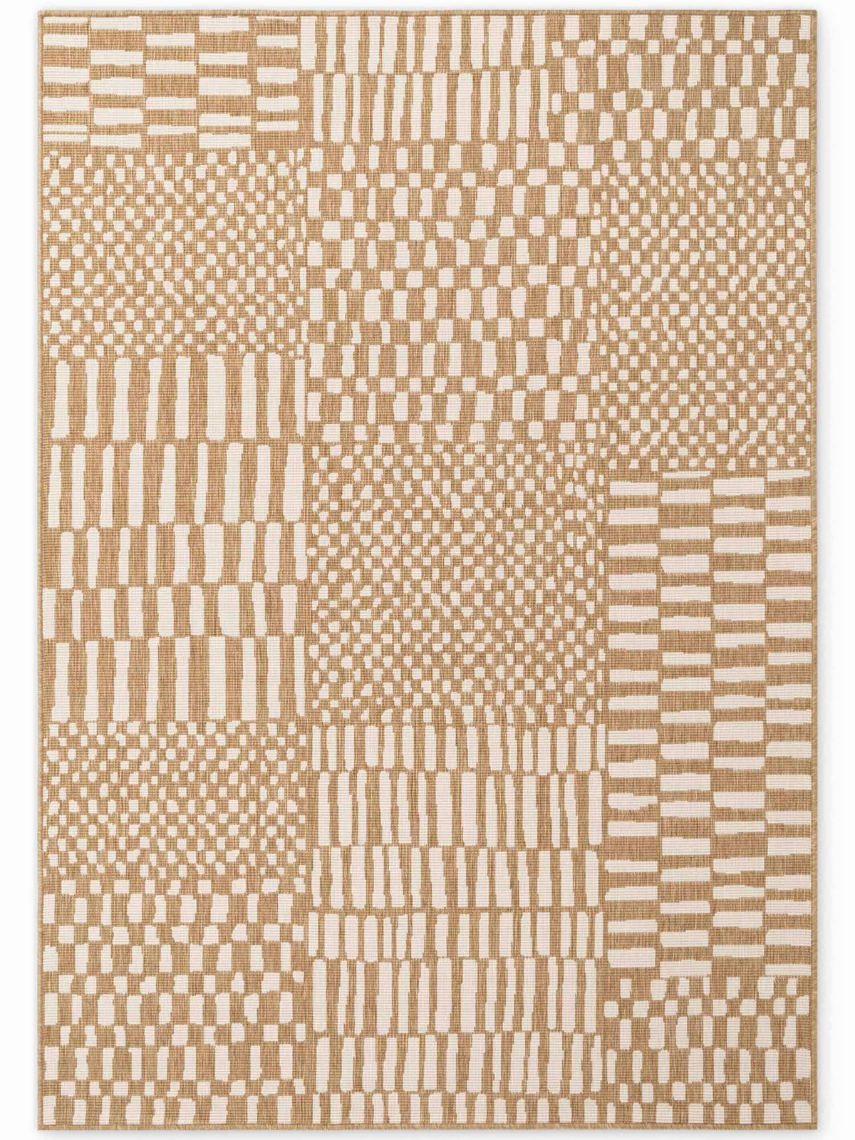 FLACHWEBETEPPICH 200/300 cm Haringey Weiß, Sandfarben rechteckig  - Sandfarben/Weiß, Design, Kunststoff (200/300cm)