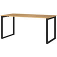 SCHREIBTISCH 160/80/75 cm, Schwarz, Eichefarben, Hellbraun, in verschiedenen Holz-Dekoren erhältlich, justierbare Füße  - Hellbraun/Eichefarben, MODERN, Holzwerkstoff/Metall (160/80/75cm) - Novel