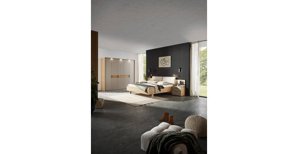 BETT 180/200 cm,  in Taupe, Eichefarben,  - Taupe/Eichefarben, Design, Metall (180/200cm) - Dieter Knoll