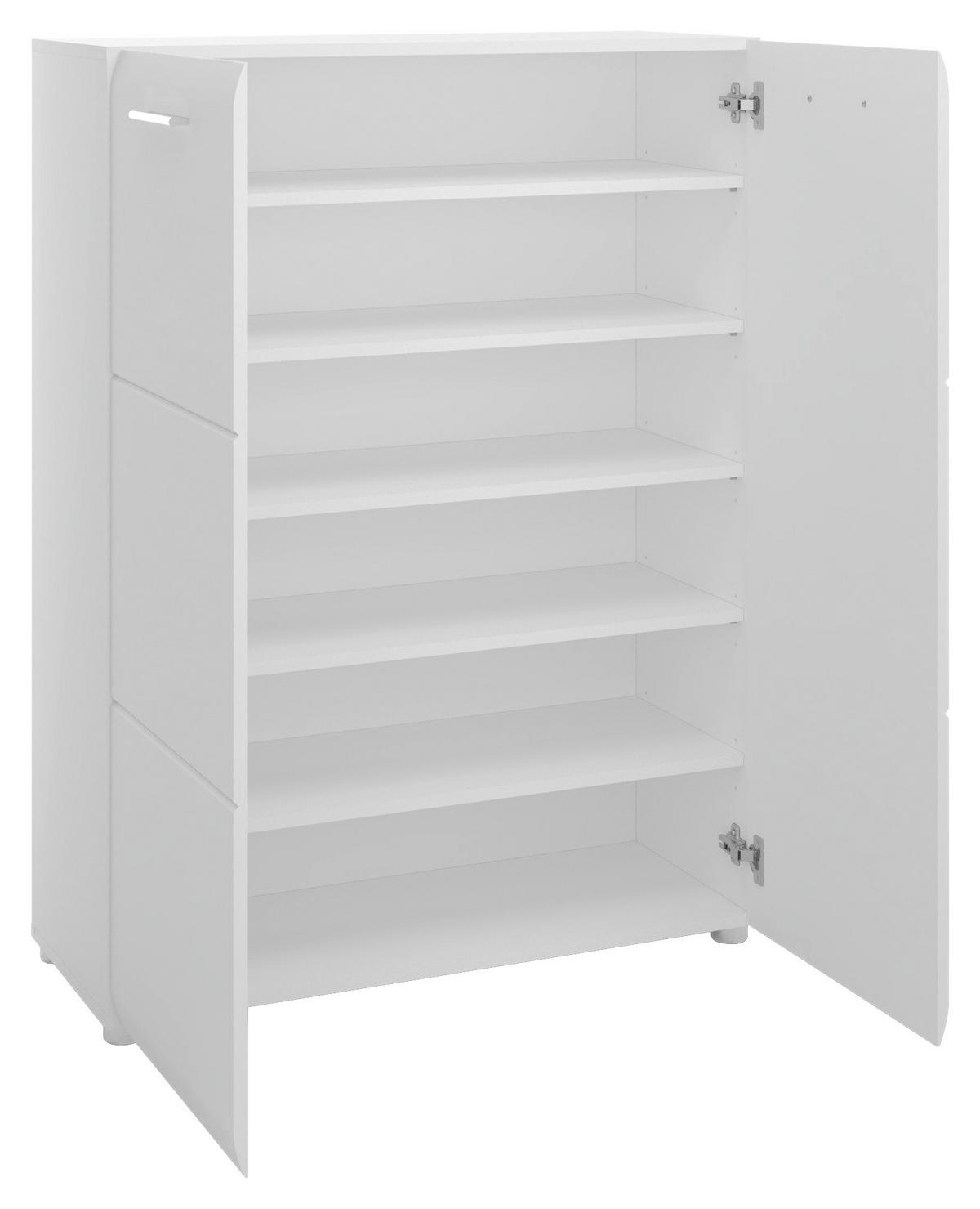 SCHUHSCHRANK Weiß Hochglanz, Weiß  - Chromfarben/Weiß Hochglanz, MODERN, Holzwerkstoff/Kunststoff (89,9/120/36cm) - Boxxx