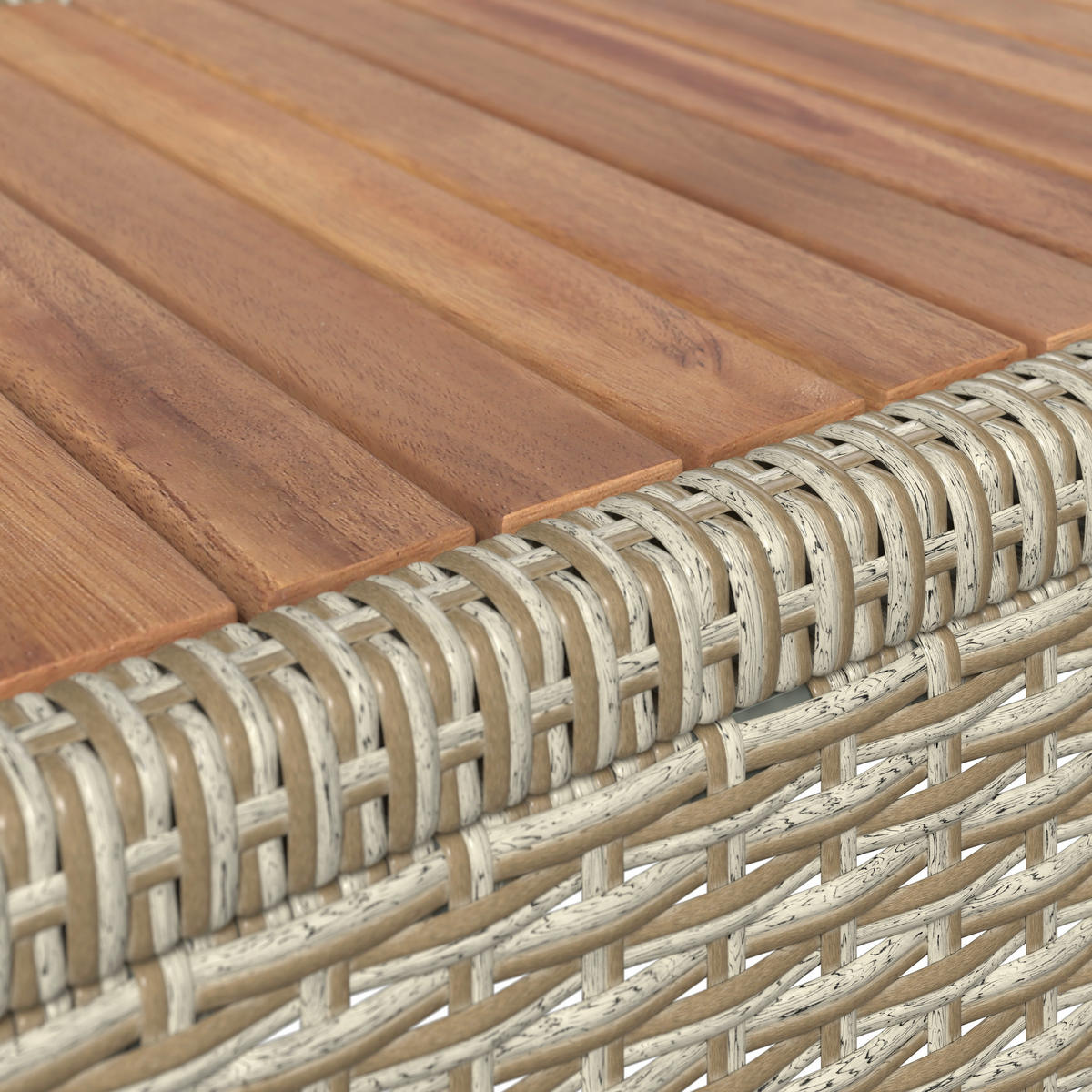 GARTENSET 3-teilig Webstoff Akaziemassiv Stahl 3-teilig  - Beige/Akaziefarben, MODERN, Holz/Kunststoff (118/184cm) - Ambia Garden