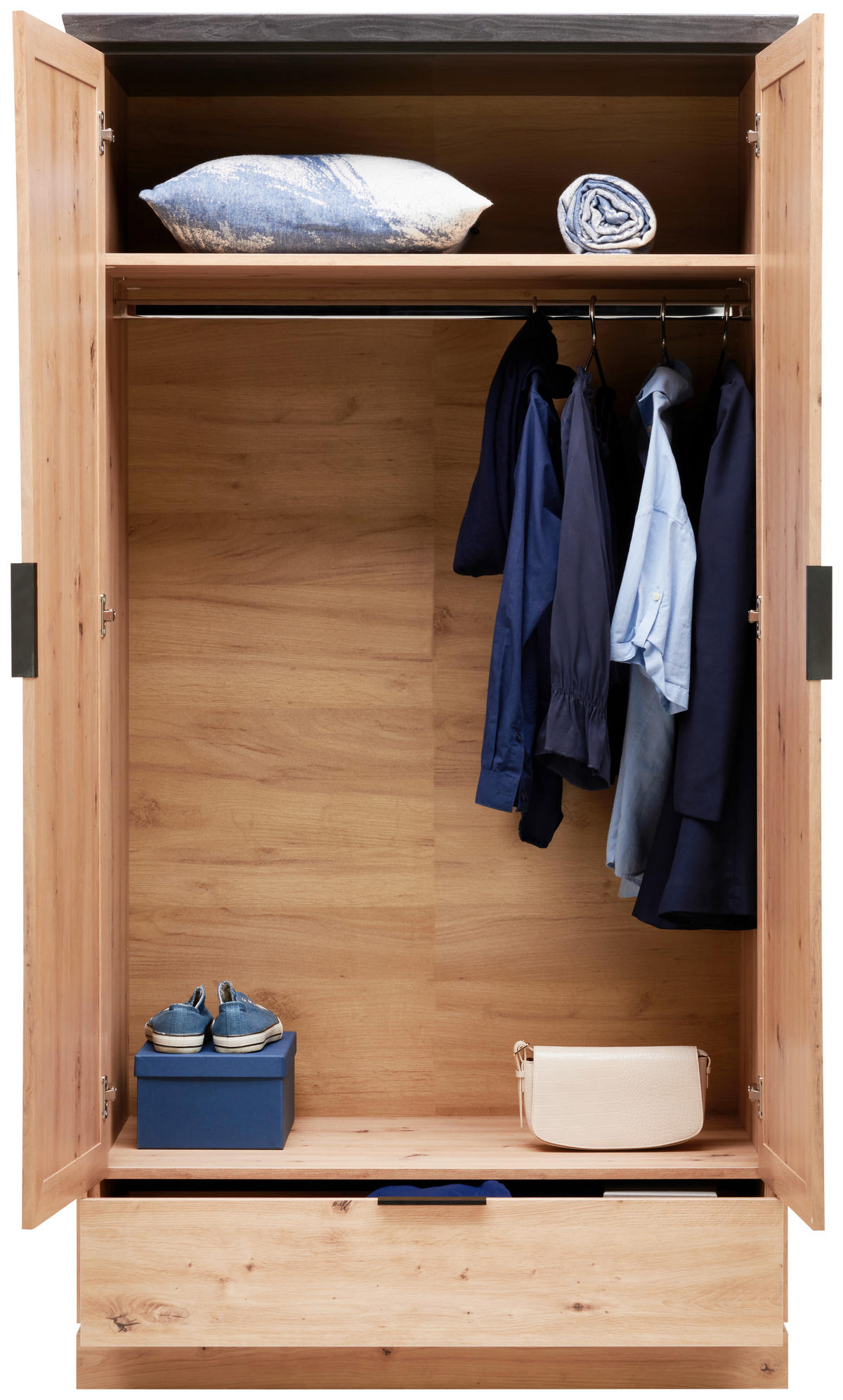 GARDEROBENSCHRANK  in 104/195,2/60,2 cm  - Dunkelbraun/Schwarz, LIFESTYLE, Holzwerkstoff/Metall (104/195,2/60,2cm) - Xora