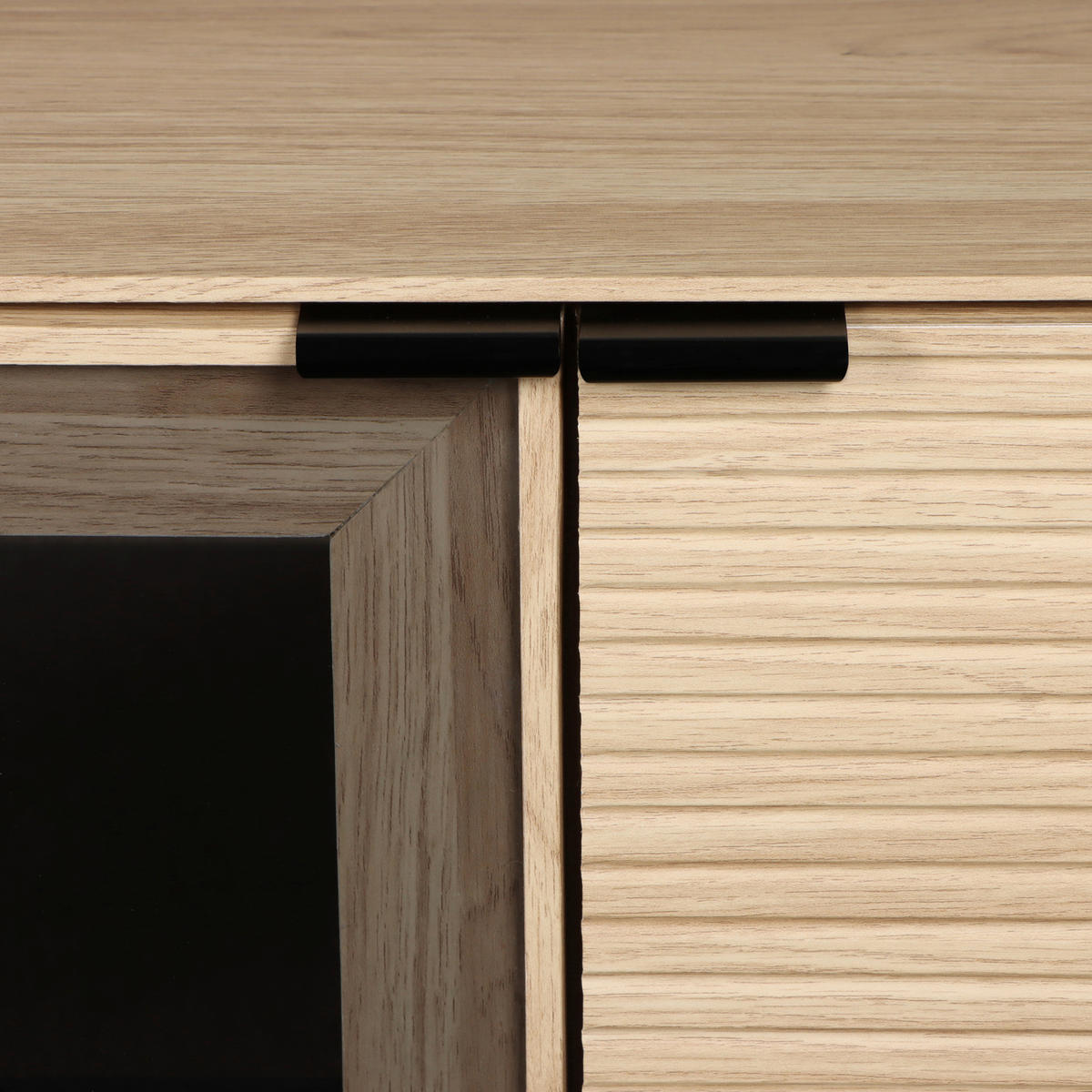 LOWBOARD  in 200/58/40 cm  - Eichefarben/Schwarz, KONVENTIONELL, Glas/Holzwerkstoff (200/58/40cm) - Xora