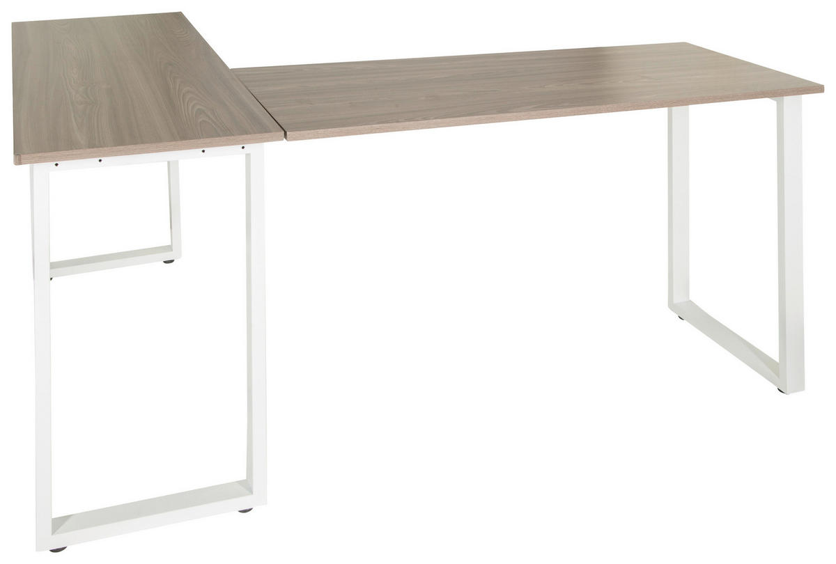 ECKSCHREIBTISCH 165/120/75 cm  in Grau, Weiß  - Weiß/Grau, Basics, Holzwerkstoff/Metall (165/120/75cm) - MID.YOU