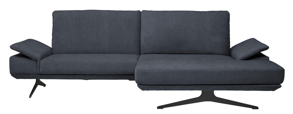 ECKSOFA in Flachgewebe Dunkelgrau  269/155 cm  - Dunkelgrau/Schwarz, Design, Textil/Metall (269/155cm) - Koinor