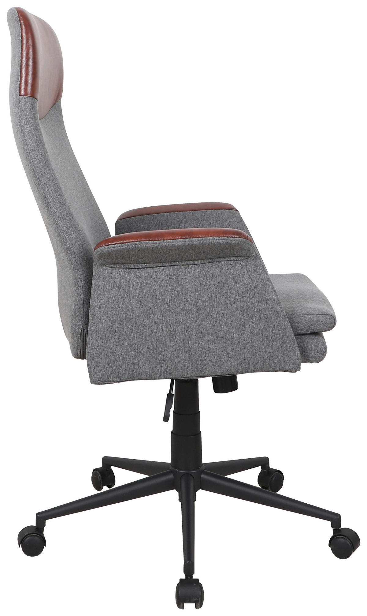 DREHSTUHL Lederlook, Flachgewebe Braun, Grau  - Schwarz/Braun, MODERN, Kunststoff/Textil (79/114,5/66cm) - MID.YOU