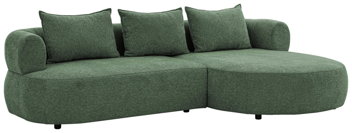 ECKSOFA FERRO Grün Chenille  - Schwarz/Grün, Design, Kunststoff/Textil (256/156cm) - Livetastic