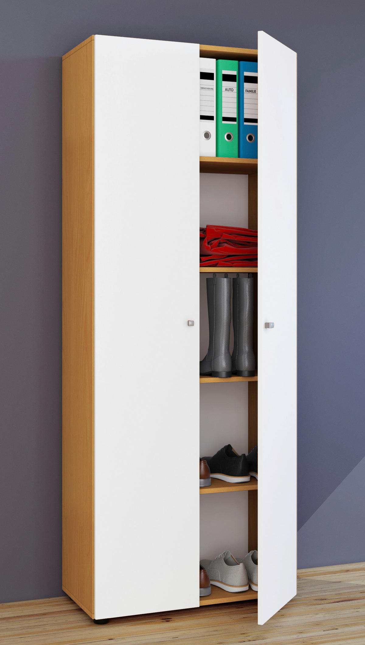 MEHRZWECKSCHRANK 70/178/39 cm  - Weiss/Silberfarben, Design, Holzwerkstoff/Kunststoff (70/178/39cm) - MID.YOU