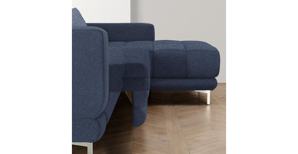 ECKSOFA in Webstoff Dunkelblau  - Chromfarben/Dunkelblau, Design, Textil/Metall (260/187cm) - Xora