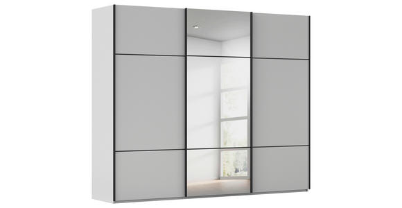 SCHWEBETÜRENSCHRANK 271/223/68 cm 3-türig Grau - Schwarz/Grau, KONVENTIONELL, Glas/Holzwerkstoff (271/223/68cm) - Novel