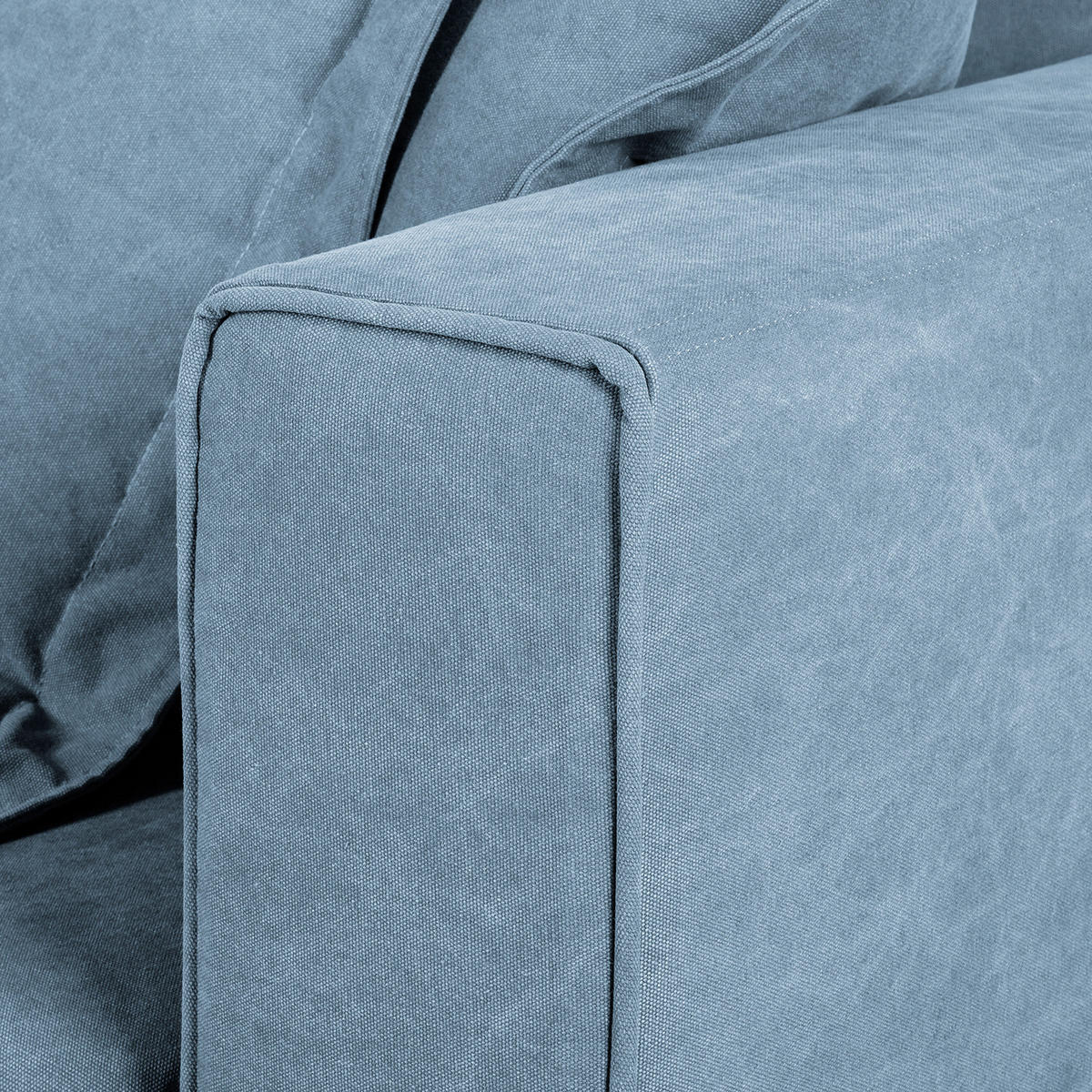 BIGSOFA STELLA Webstoff Blau  - Blau/Schwarz, Design, Kunststoff/Textil (338/90/119cm) - P & B