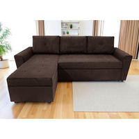 ECKSOFA TERMOLI in Cord Braun  155/231 cm  - Schwarz/Braun, Design, Kunststoff/Textil (155/231cm) - MID.YOU