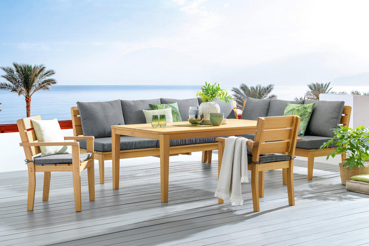 LOUNGEECKTEIL  - Naturfarben/Grau, KONVENTIONELL, Holz/Textil (75/84/75cm) - Ambia Garden