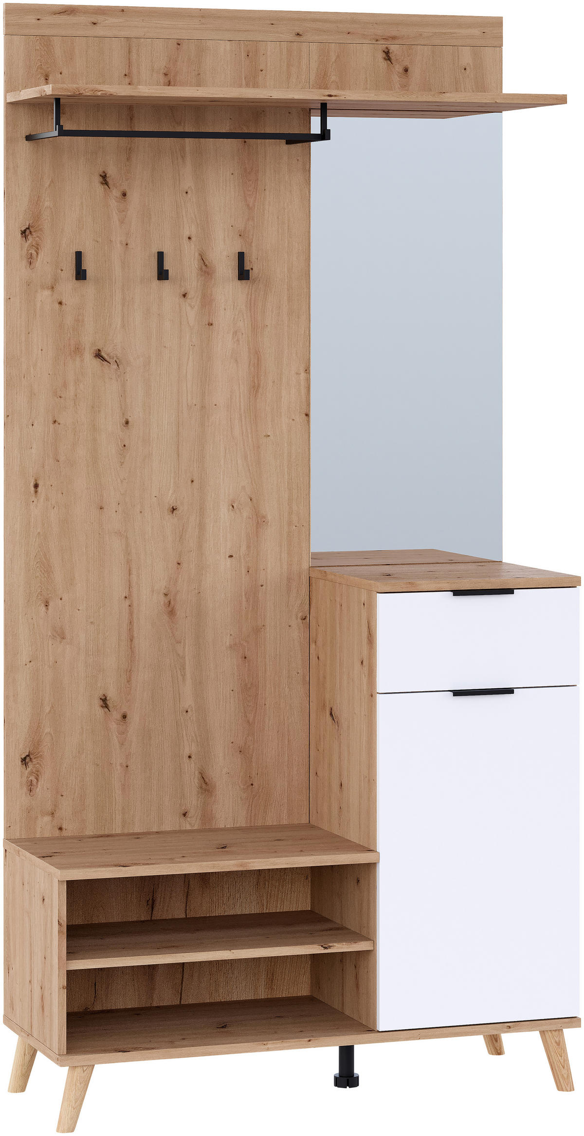 GARDEROBE  in 100/202/40 cm  - Weiß/Eiche Artisan, Design, Holzwerkstoff (100/202/40cm) - home24