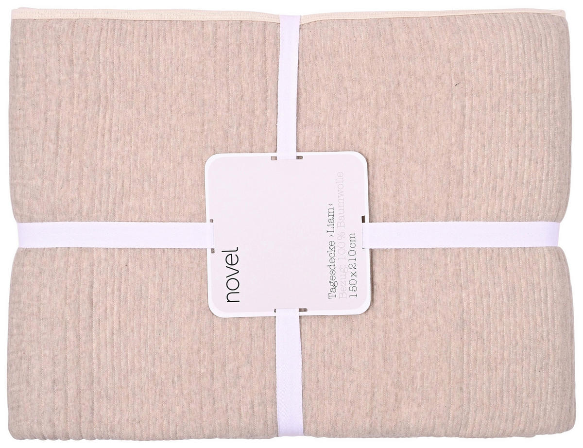 PŘEHOZ NA POSTEL, bavlna, 150/210 cm - béžová, textil (150/210cm) - Novel