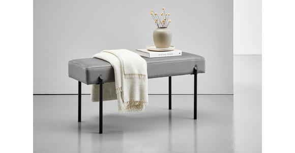 HOCKERBANK in Metall, Textil Grau, Schwarz  - Schwarz/Grau, MODERN, Textil/Metall (100/45/35cm) - Novel