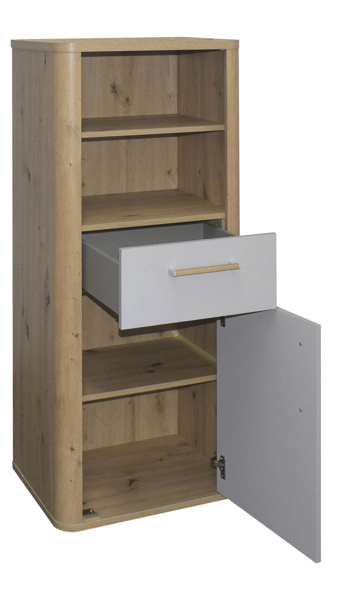 BEISTELLREGAL Lilly Grau, Eiche Artisan  - Schwarz/Eiche Artisan, Basics, Holzwerkstoff/Kunststoff (55/128/41cm)