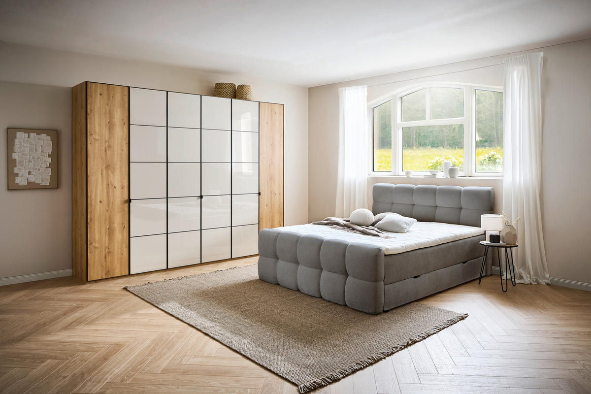 BOXBETT 180/200 cm  in Grau  - Schwarz/Grau, Design, Holz/Kunststoff (180/200cm) - Moderano