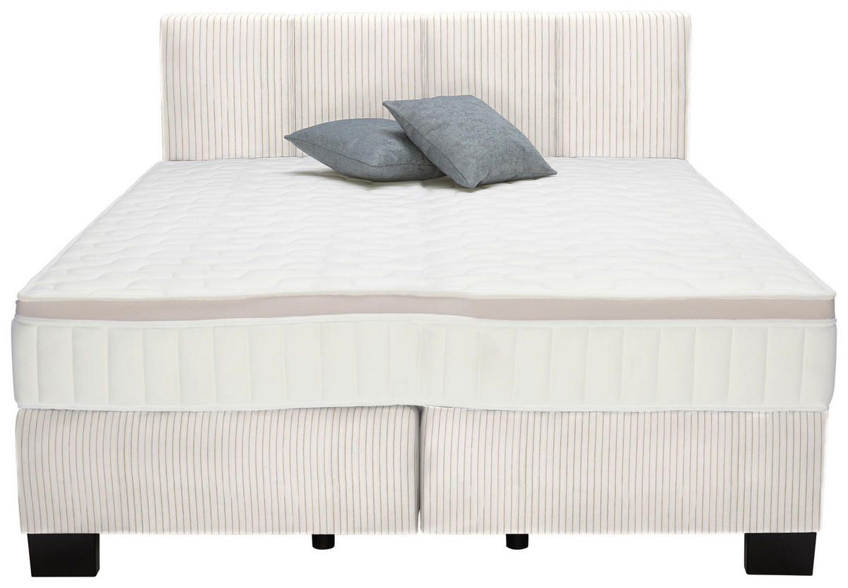 BOXSPRINGBETT 180/200 cm  in Creme  - Creme/Schwarz, Design, Kunststoff/Textil (180/200cm) - Hom`in