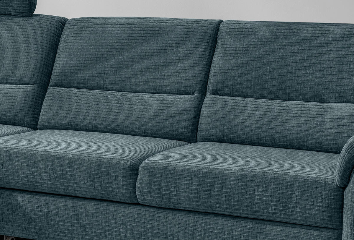 ECKSOFA Blau Mikrofaser  - Blau/Schwarz, MODERN, Holz/Textil (176/279cm) - Livetastic