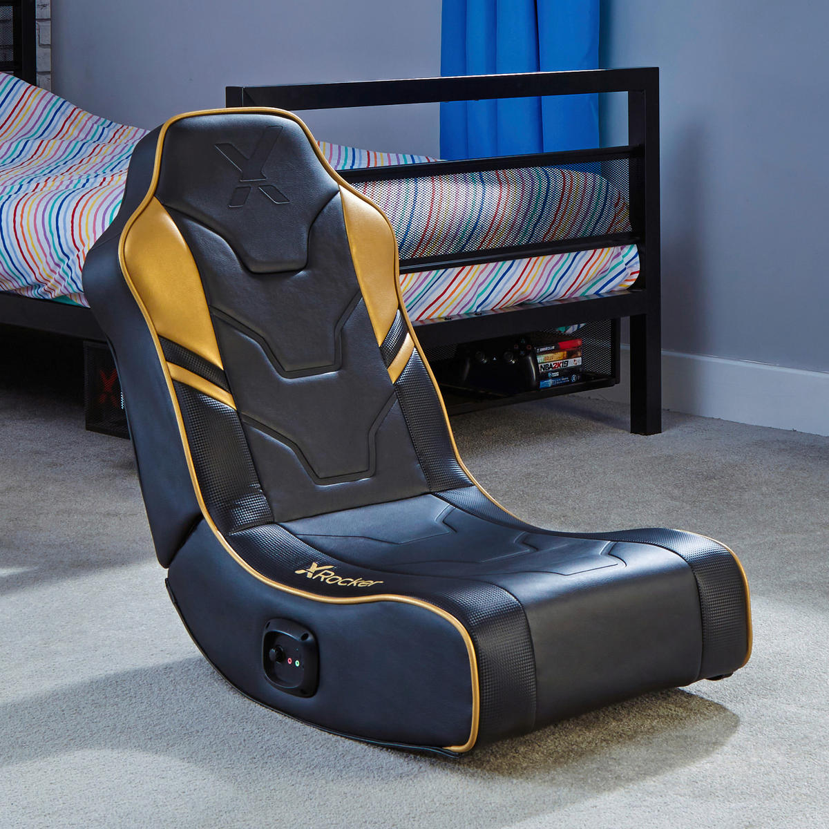 GAMINGSESSEL Schwarz, Goldfarben Textil   - Goldfarben/Schwarz, MODERN, Textil (42/64/75cm) - X Rocker