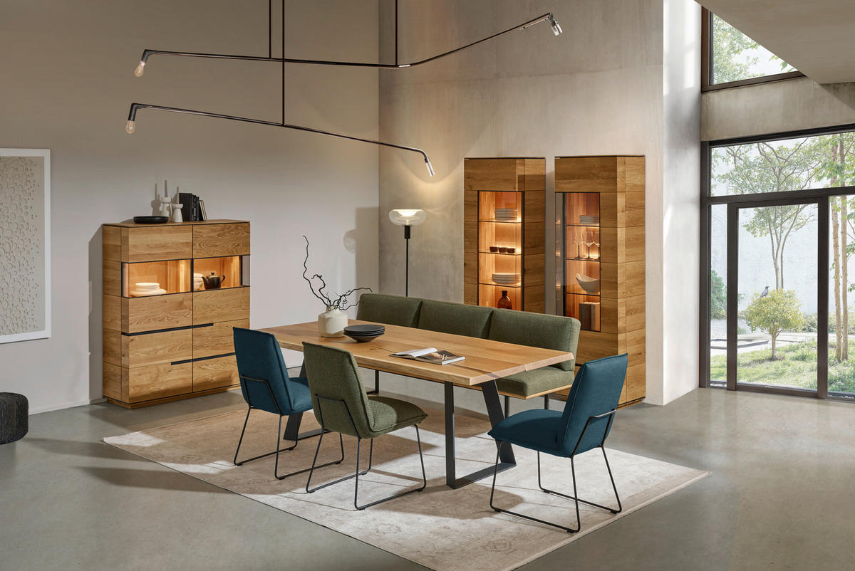 STUHL  Lederauswahl, Stoffauswahl, abwischbar  Echtleder  - Blau/Graphitfarben, Design, Leder/Metall (52/85/66cm) - Cassando