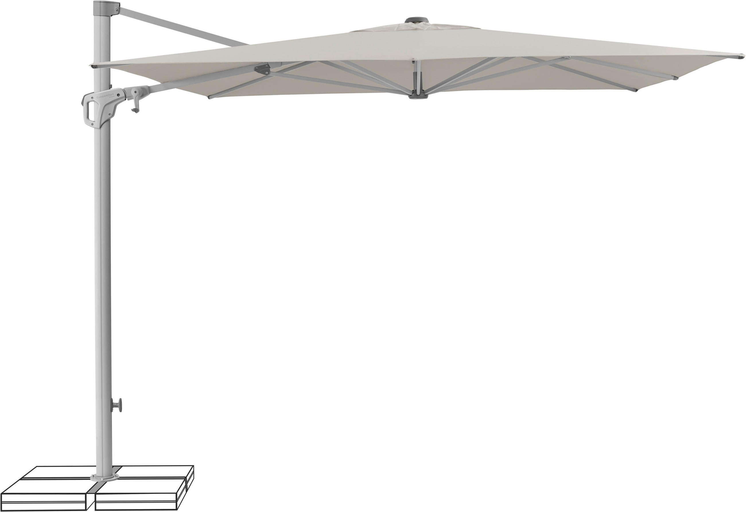 Suncomfort by Glatz Ampelschirm Silber, Hellgrau 250x250 cm