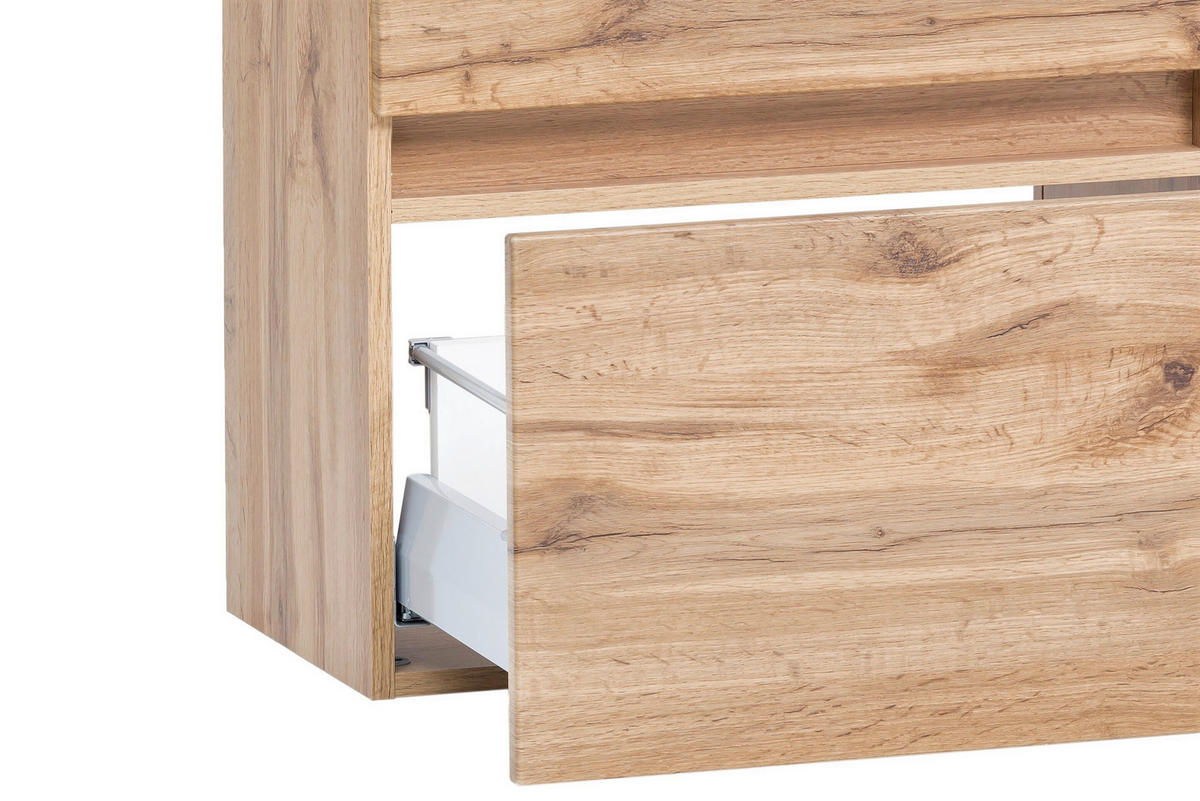 WASCHBECKENUNTERSCHRANK 61/55/40 cm  - Eiche Wotan/Silberfarben, Natur, Holzwerkstoff/Kunststoff (61/55/40cm) - Xora