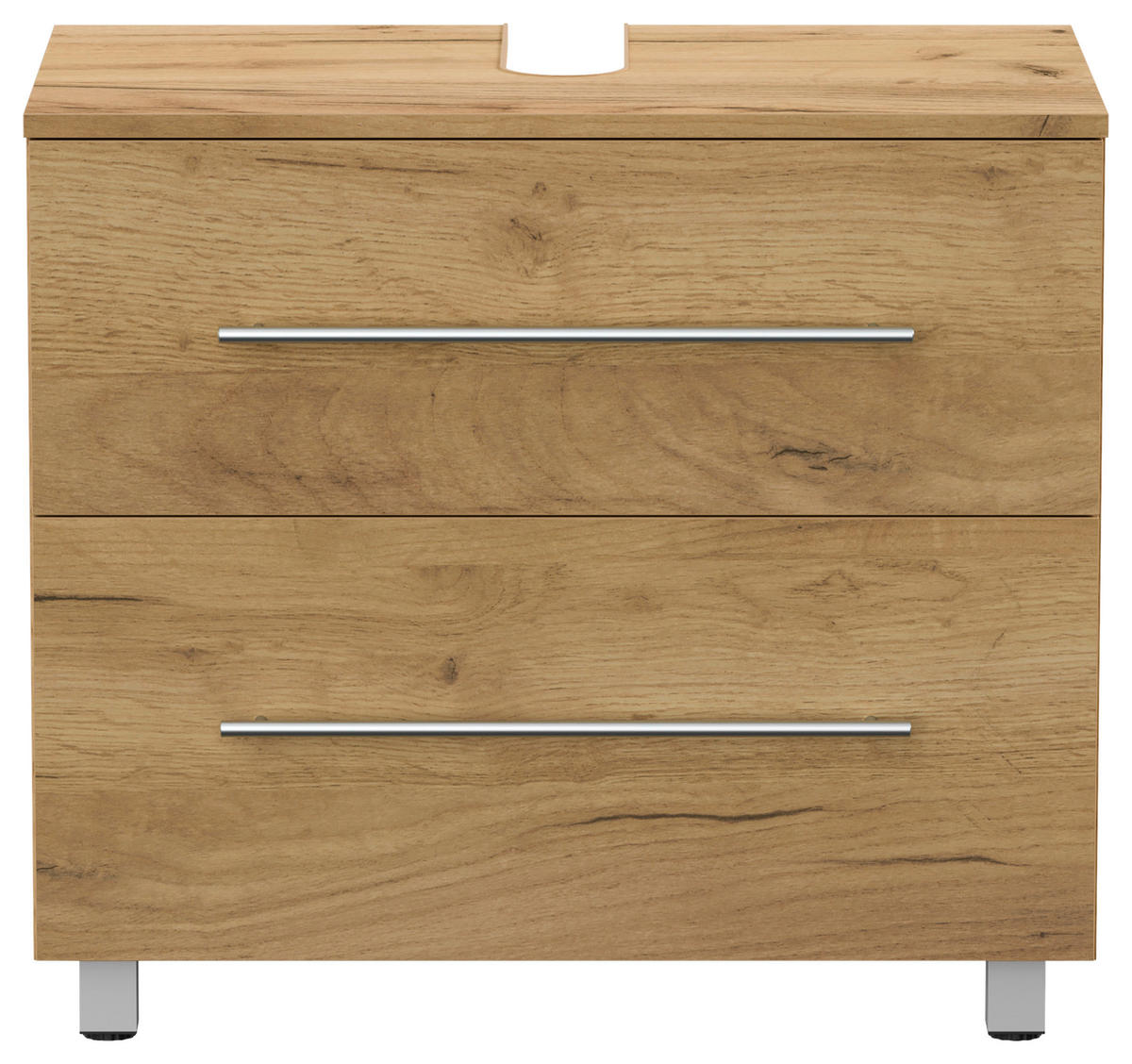 WASCHBECKENUNTERSCHRANK 70/63/41,6 cm  - Eichefarben/Silberfarben, MODERN, Holzwerkstoff/Metall (70/63/41,6cm) - MID.YOU