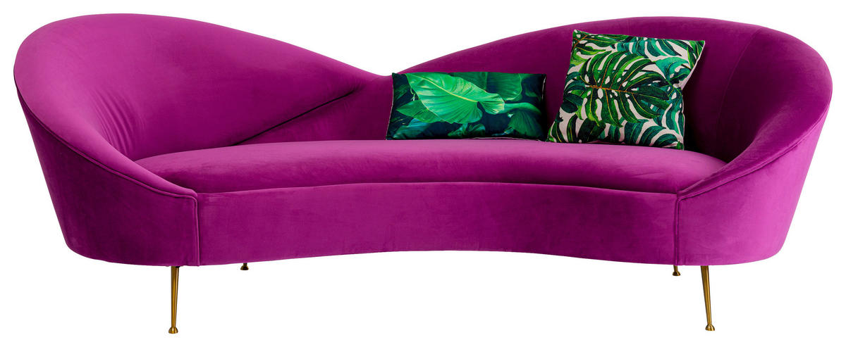 3-SITZER-SOFA Samt Lila  - Lila, Design, Textil/Metall (232/83/104cm) - Kare-Design