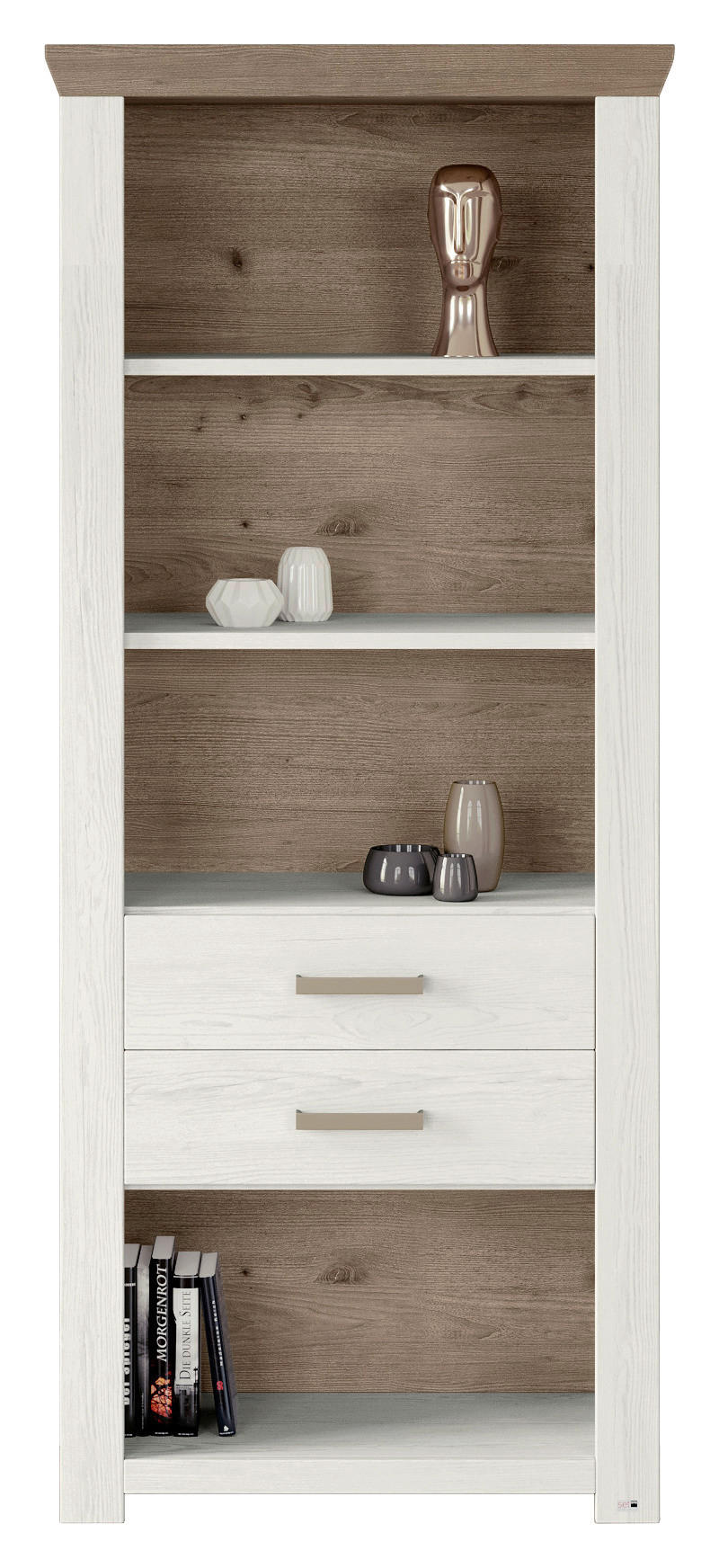REGAL Weiß, Eichefarben  - Eichefarben/Weiß, Design, Holzwerkstoff/Metall (74,5/174,6/42,2cm) - SetOne by Musterring