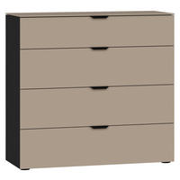 KOMMODE  in 90/87/43 cm  - Hellbraun/Schwarz, Design, Glas/Holzwerkstoff (90/87/43cm) - Jutzler