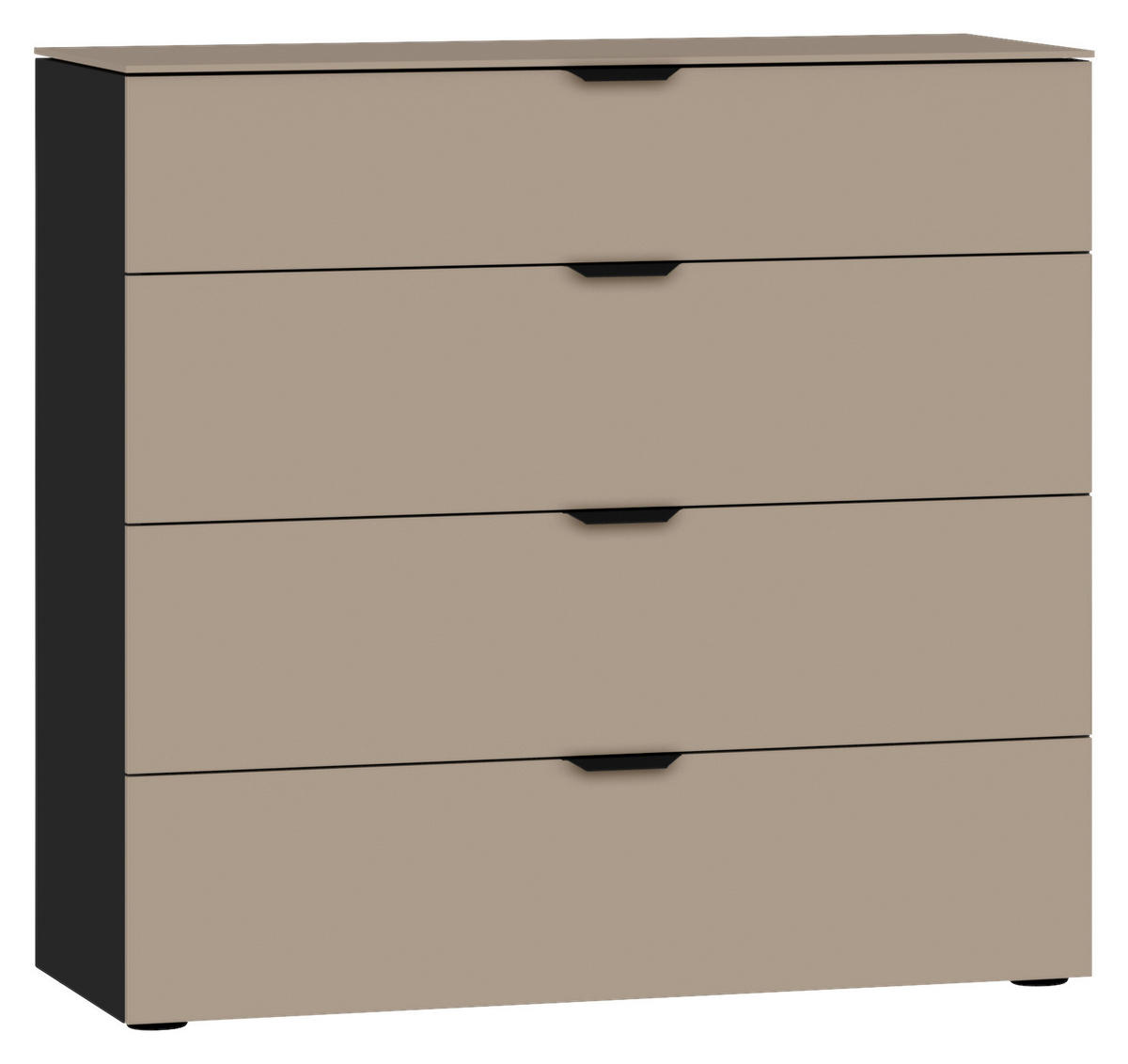 KOMMODE  in 90/87/43 cm  - Hellbraun/Schwarz, Design, Glas/Holzwerkstoff (90/87/43cm) - Jutzler