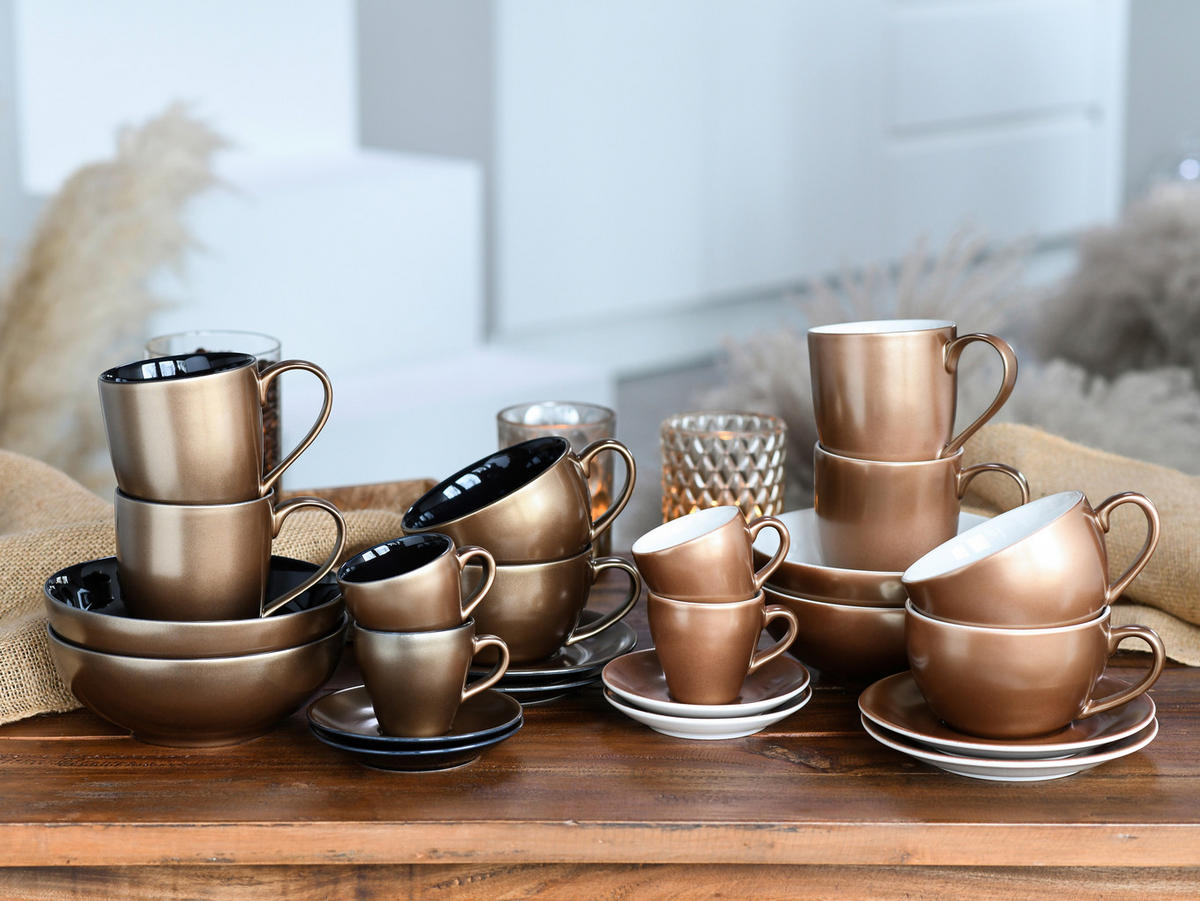 TASSENSET Golden Days black 4-teilig  - Goldfarben/Schwarz, Basics, Keramik - Creatable
