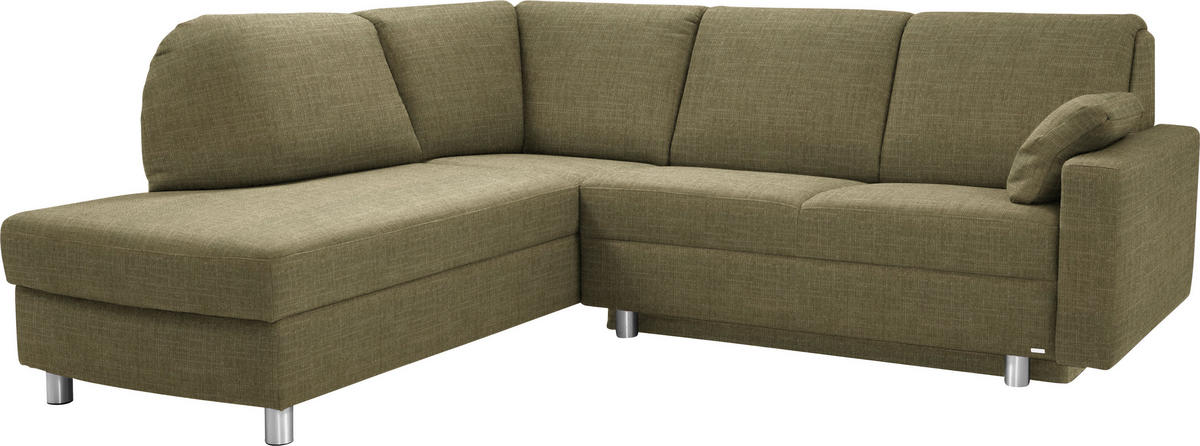 ECKSOFA in Chenille Olivgrün  208/227 cm  - Alufarben/Olivgrün, KONVENTIONELL, Textil/Metall (208/227cm) - Sedda