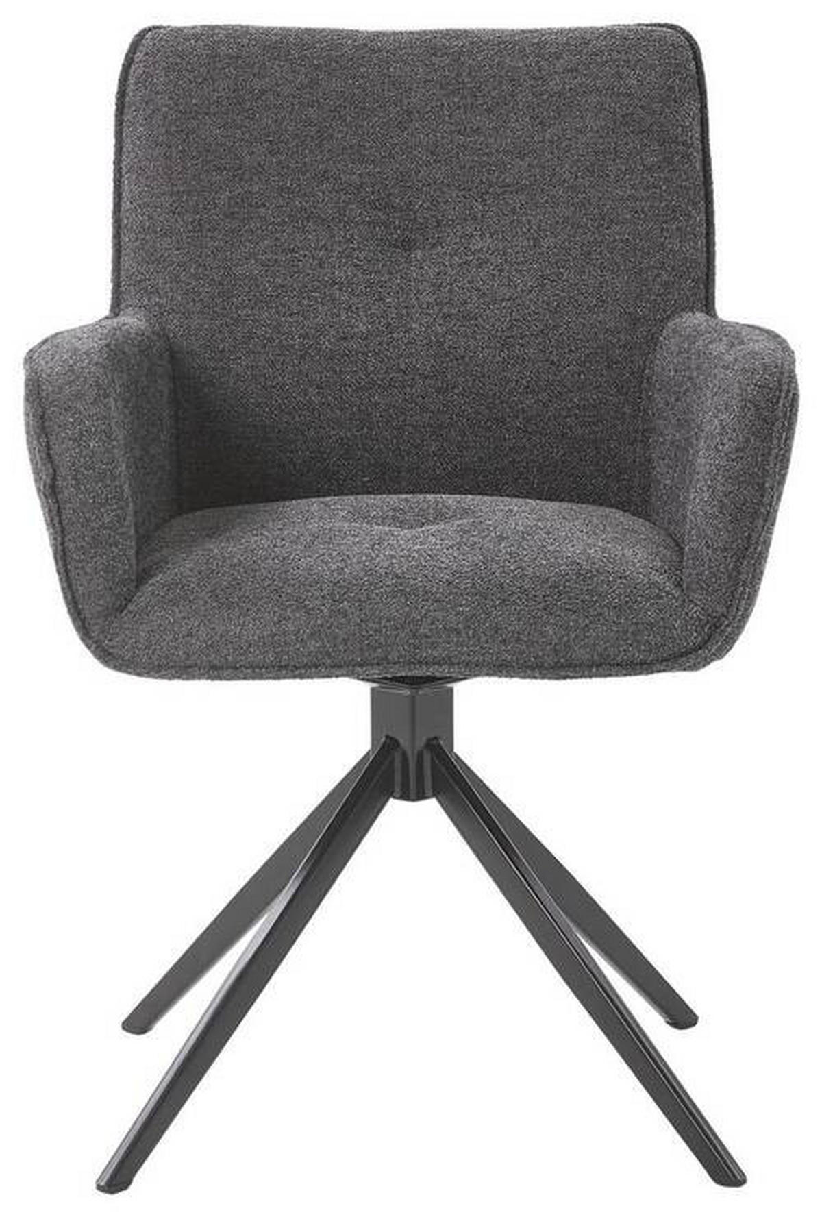 ARMLEHNSTUHL  in Eisen Webstoff  - Schwarz/Graphitfarben, Design, Textil/Metall (61/85/63cm) - Valdera
