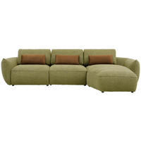 ECKSOFA Coperta Dunkelgrün Chenille Rückenkissen, Nierenkissen  - Dunkelgrün/Schwarz, Design, Kunststoff/Textil (340/190cm) - Belluti